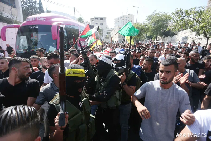 Palestinians attend the funeral Wassim Khalifa, 19, killed by Israeli forces in the West Bank city of Nablus on August 18, 2022. Medics of the Specialized Arab Hospital confirmed that Wasim Nasser Abu Khalifa, a 19-year-...
