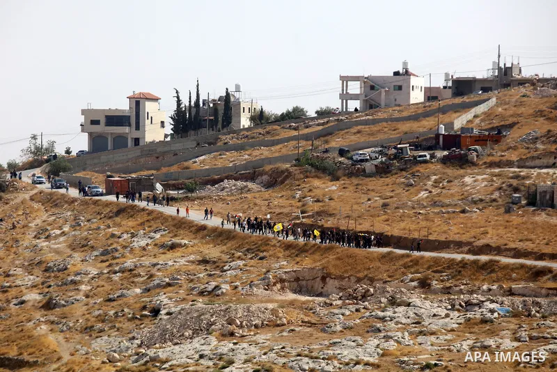 Mourners attend the fuenral of Palestinain prisoner Musa Abu Mahamid who was died as a result of the medical negligence at Israeli jails, in the West Bank town of Bethlehem on September 4, 2022. The 40-year-old was detai...
