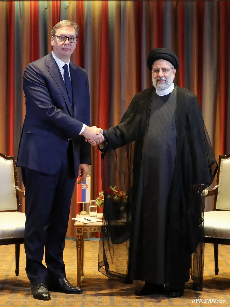 Iranian President Ebrahim Raisi meets with President of Serbia in New York, USA on September 22, 2022. Photo by Iranian presidency\ apaimages