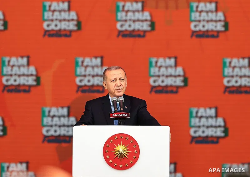 Turkish President Recep Tayyip Erdogan participates in a youth festival in the Turkish capital, Ankara on October 5, 2022. Photo by Turkish presidency \ apaimages