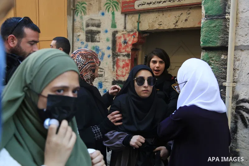 Palestinians hold a protest outside the Al-Aqsa Mosque compound as Jews celebrate Sukkot, the last of the three major holidays on October 11, 2022. Photo by Saeed Qaq\ apaimages