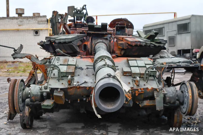 Destroyed Russian military equipment is seen placed in an area at the recaptured town of Lyman October 11, 2022, Lyman, Donetsk, Ukraine. As part of a rapid Ukrainian counteroffensive which recaptured swaths of the Donet...