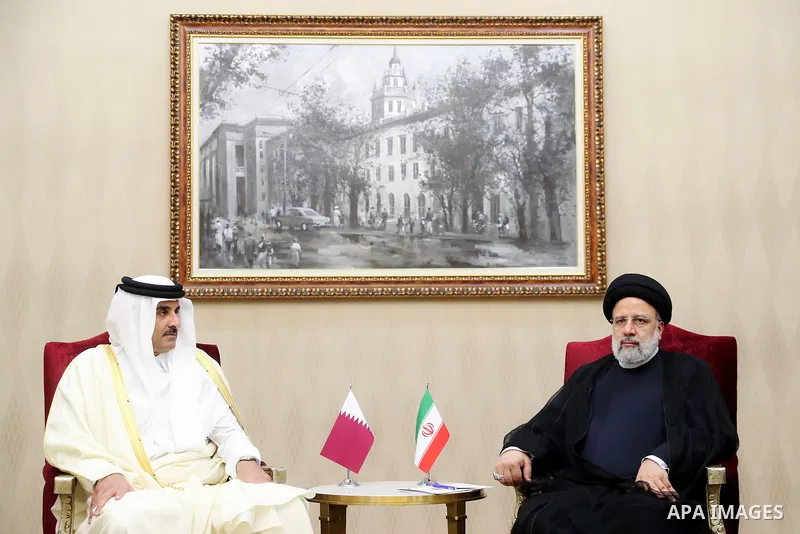 Iranian President Ebrahim Raisi meets with the Emir of Qatar in Astana, Kazakhstan on October 13, 2022. Photo by Iranian Presidency Office