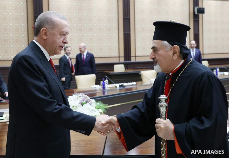 Turkish President Recep Tayyip Erdogan meets Patriarch of the Syriac Catholic Church Mor Ignatius Yusuf III Younan, in Ankara on October 17, 2022. Photo by Turkish presidency \ apaimages
