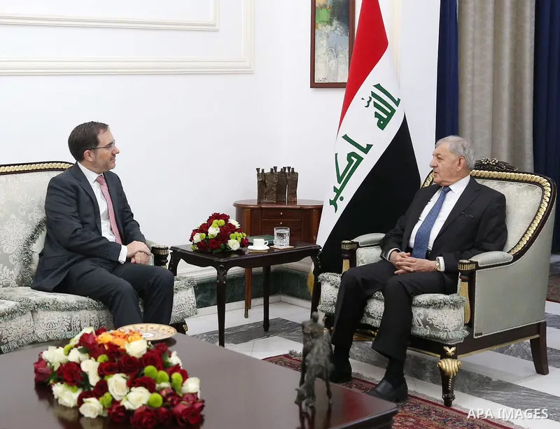 Iraqi President Abdullatif Mohammed Jamal meets with British Ambassador to Iraq Mark Bryson Richardson on October 19, 2022. Photo by Iraqi Presidency Office/APAimages
