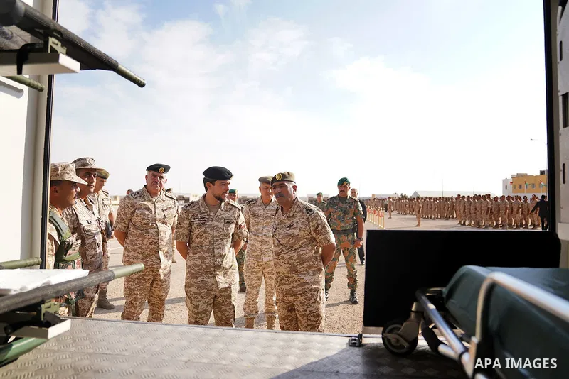 Jordan's Crown Prince Al Hussein bin Abdullah II visits the Southern Military Region Command on October 20, 2022. Photo by Royal Hashemite Court/APAimages