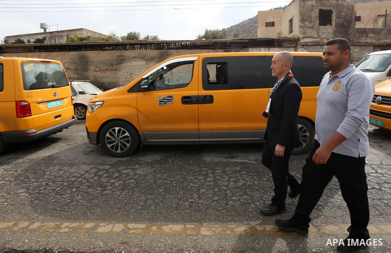An Arab and foreign diplomatic delegation visits the city of Nablus amid an Israeli military lockdown, in the West Bank on October 26, 2022. A diplomatic delegation today visited the West Bank city of Nablus, which remai...