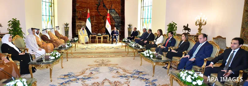 Egyptian President Abdel Fattah al-Sisi meets with vice President of the United Arab Emirates, UAE's Prime Minister and Ruler of Dubai Sheikh Mohammed bin Rashid al-Maktoum, in Cairo, Egypt on October 27, 2022. Photo by...