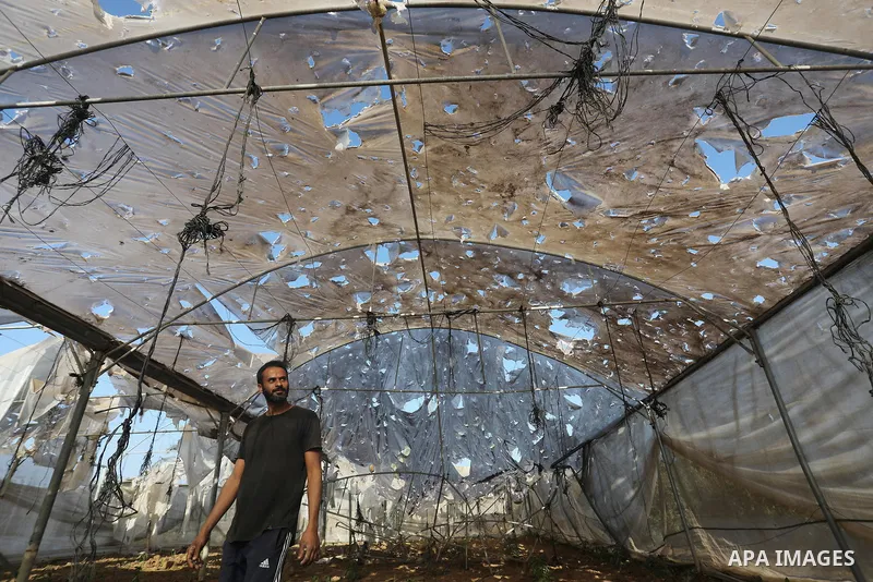 Palestinians inspect the site targeted by Israeli airstriks, in Maghazi, in the middle of Gaza Strip, November 04, 2022. Israeli warplanes this morning attacked several targets in different parts of the besieged Gaza Str...