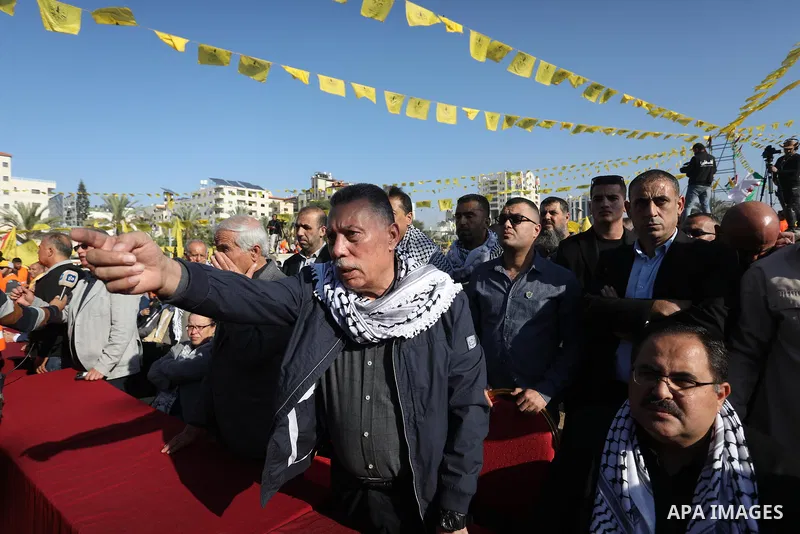 Palestinian supporters of Fatah movement attends the festival marking the 18th anniversary of the death of the late Palestinian President Yasser Arafat, in Gaza city on November 10, 2022. Arafat, also known as Abu Ammar...