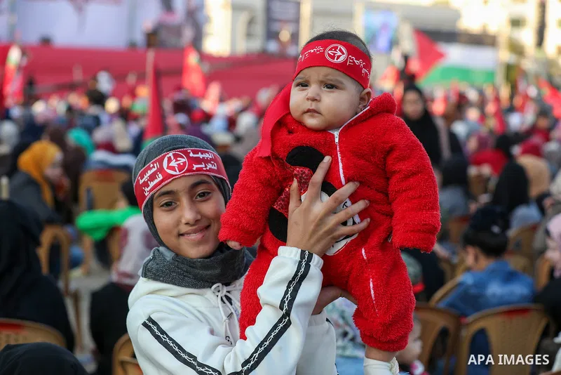 Palestinians gather during a ceremony marking the 55th anniversary of the founding of the Popular Front for the Liberation of Palestine, in Gaza city on December 8, 2022. The Popular Front for the Liberation of Palestine...