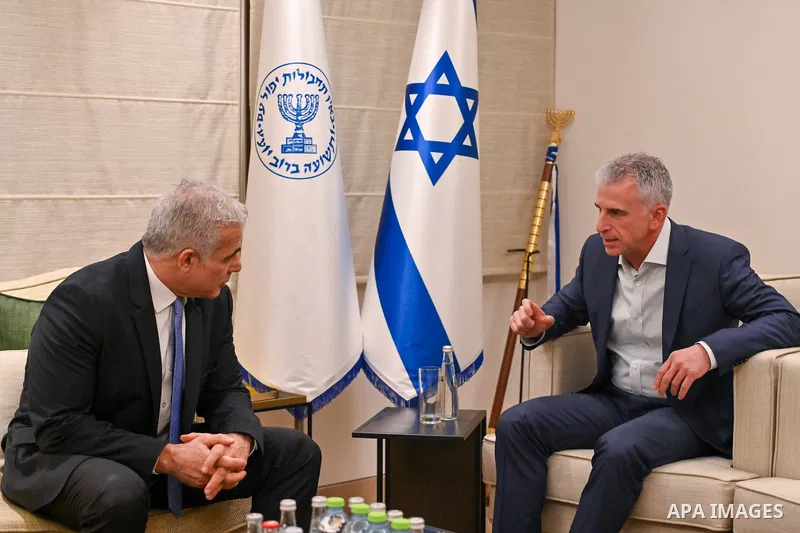 Israeli Prime Minister YAIR LAPID meets with the head of the Mossad, Dedi Barnea on Decmeber 11, 2022. Photo by Israeli Prime Minister Office\ apaimages