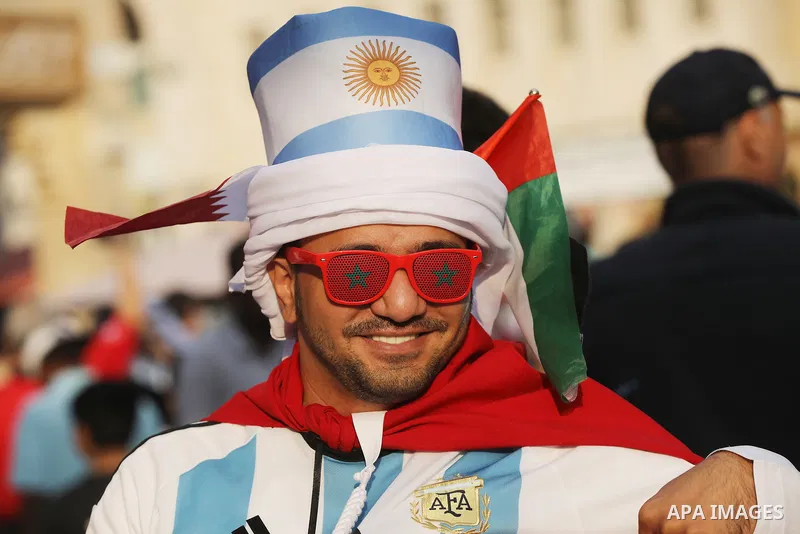 Fans gather in the streets of Doha ahead of the match Morocco vs Croatia in FIFA World Cup, at Waqif market in the central of Doha, Qatar on December 17, 2022. Photo by Ashraf Amra\ apaimages