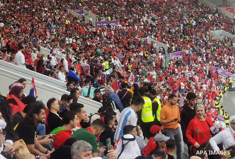 Third-Place Playoff - Croatia v Morocco - Khalifa International Stadium, Doha, Qatar - December 17, 2022 Morocco fans react inside the stadium. Photo by Ashraf Amra\ apaimages