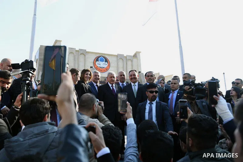 Iraqi President Abdul Latif Rashid visits the city of Mosul, on December 28, 2022. Photo by Iraqi Presidency Office/APAimages