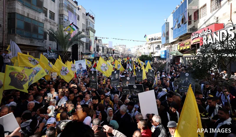 Palestinian Prime Minister Mohammad Shtayyeh attend a rally marking the 58th anniversary of the foundation of Palestinian Fatah movement in the West Bank city of Ramallah, on December 29, 2022. Photo by Shadi Hatem\ apai...