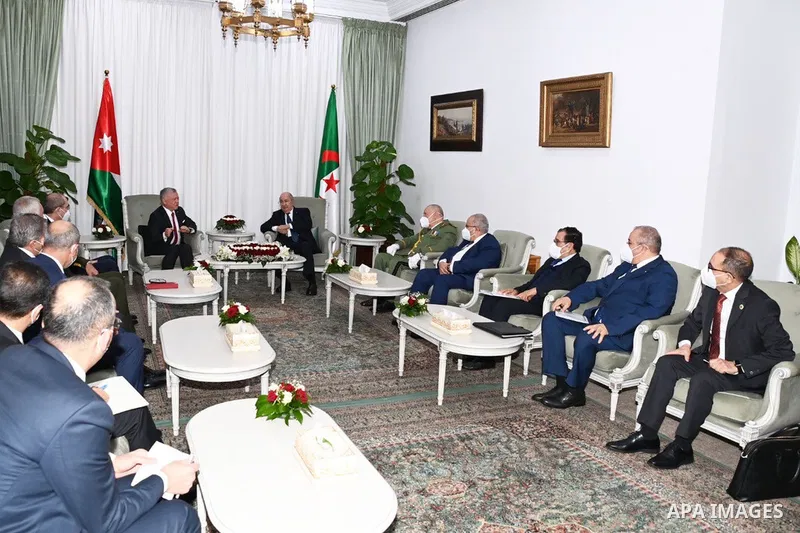 Algerian President Abdelmadjid Tebboune meets with Jordanian King Abdullah II in the capital Algiers, on December 4, 2022. Photo by Algerian Presidency Office/APAimages