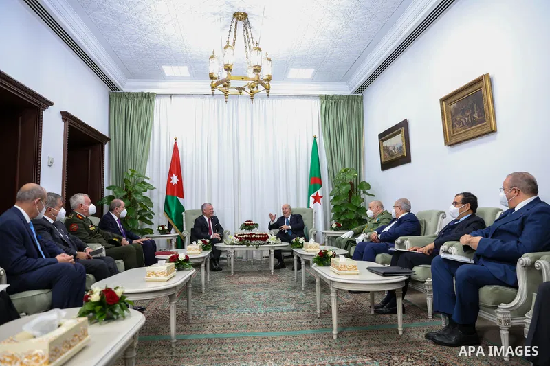 Algerian President Abdelmadjid Tebboune meets with Jordanian King Abdullah II in the capital Algiers, on December 4, 2022. Photo by Royal Hashemite Court /APAimages