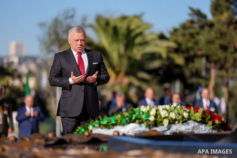 Jordanian King Abdullah II visits Martyr’s Memorial and the Martyr’s memorial museum in the capital Algiers, on December 4, 2022. Photo by Royal Hashemite Court /APAimages