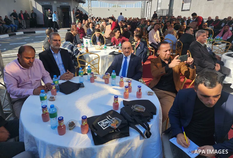Palestinians participate in the opening of the first automatic chicken eggs incubator, in Gaza city on December 4, 2022. Photo by APA\ apaimages
