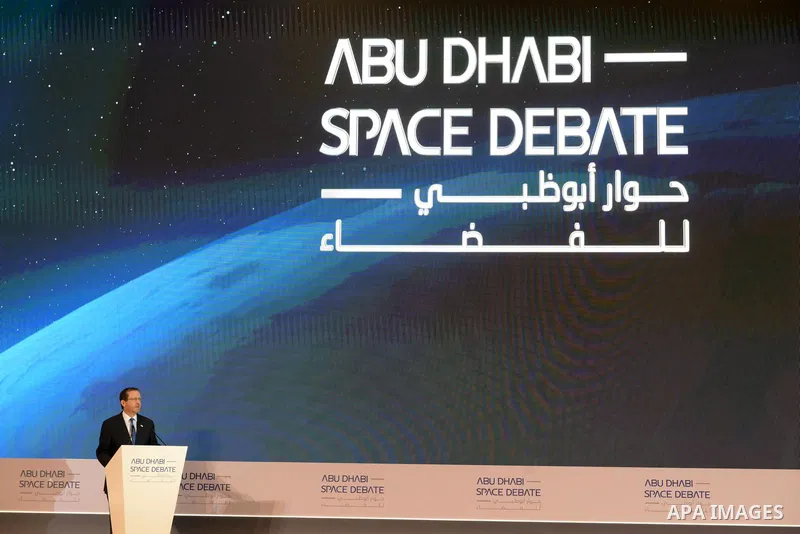 Israeli president Isaac Herzog takes part in the first Abu Dhabi Space Debate in Abu Dhabi on December 5, 2022. Photo by Isaac Herzog office\ apaimages