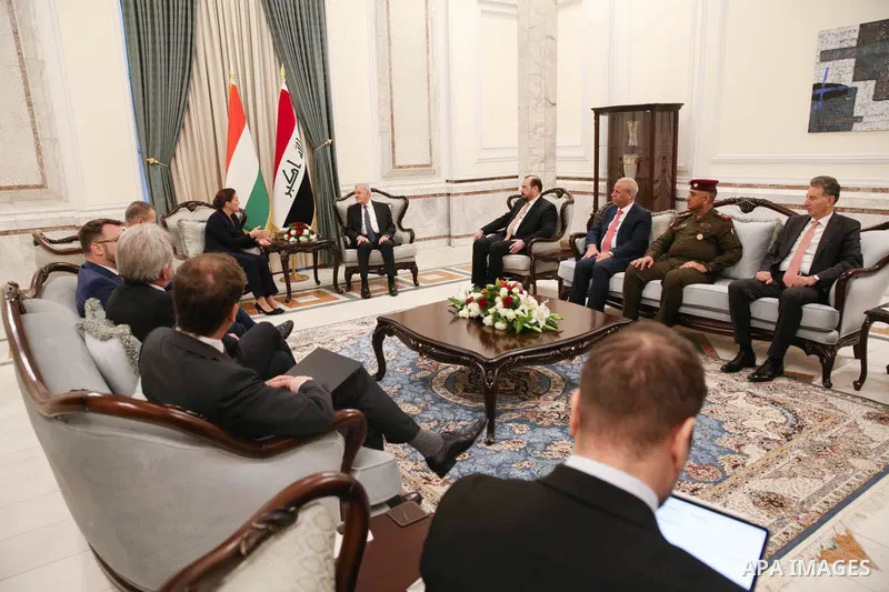 Iraqi President Abdul Latif Rashid meets with the President of the Republic of Hungary, Katalin Novak, in Baghdad on December 9, 2022. Photo by Iraqi Presidency Office/APAimages