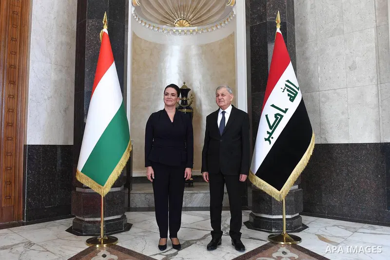 Iraqi President Abdul Latif Rashid meets with the President of the Republic of Hungary, Katalin Novak, in Baghdad on December 9, 2022. Photo by Iraqi Presidency Office/APAimages