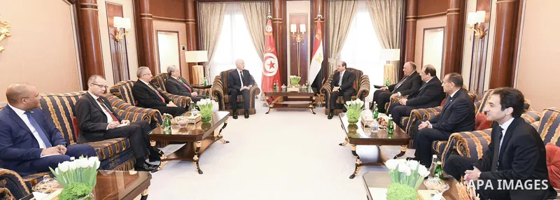 Egyptian President Abdel Fattah al-Sisi meets with Tunisian President Kais Said (GCC) Summit in Riyadh, Saudi Arabia on December 09, 2022. Photo by Egyptian President Office
