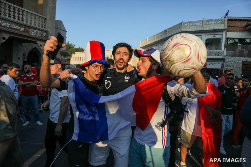 Morocco fans gather at Souq Waqif during the FIFA World Cup Qatar 2022 in Doha, Qatar on December 14, 2022. Photo by Ashraf Amra\ apaimages