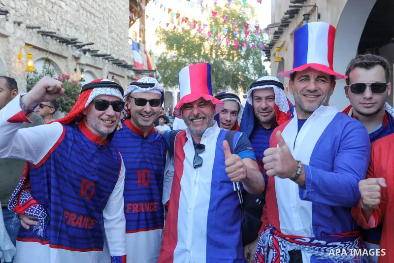 France fans gather at Souq Waqif during the FIFA World Cup Qatar 2022 in Doha, Qatar on December 14, 2022. Photo by Ashraf Amra\ apaimages