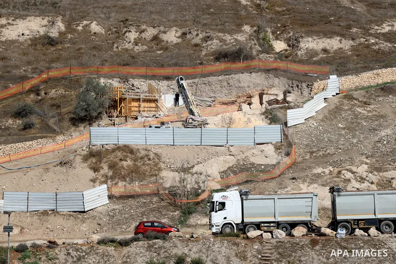 A general view of The Israeli Elad Association for settlement in the Palestinian Wadi Al-Rababa neighborhood in silwan neighborhood of Eastern Jerusalem on November 12, 2022. The Elad Association, which promotes the forc...