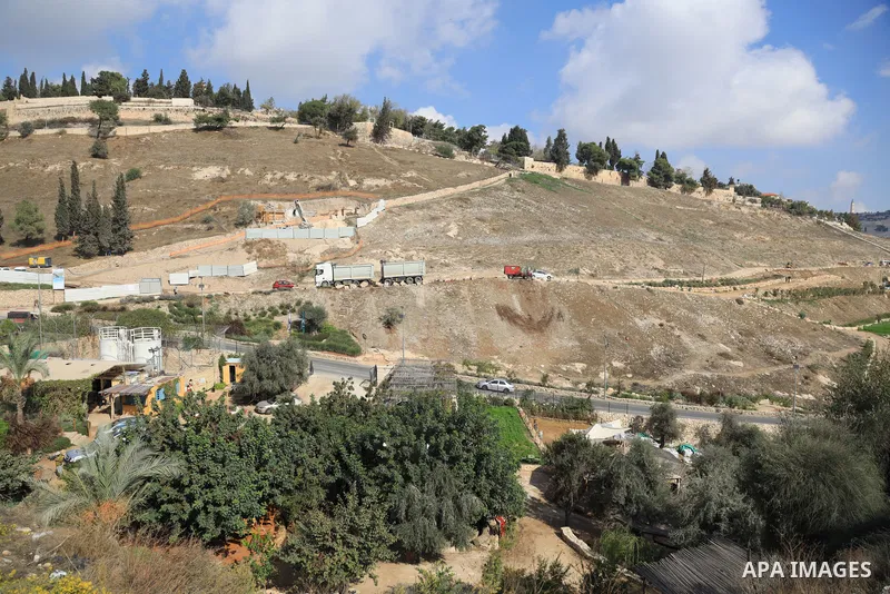 A general view of The Israeli Elad Association for settlement in the Palestinian Wadi Al-Rababa neighborhood in silwan neighborhood of Eastern Jerusalem on November 12, 2022. The Elad Association, which promotes the forc...