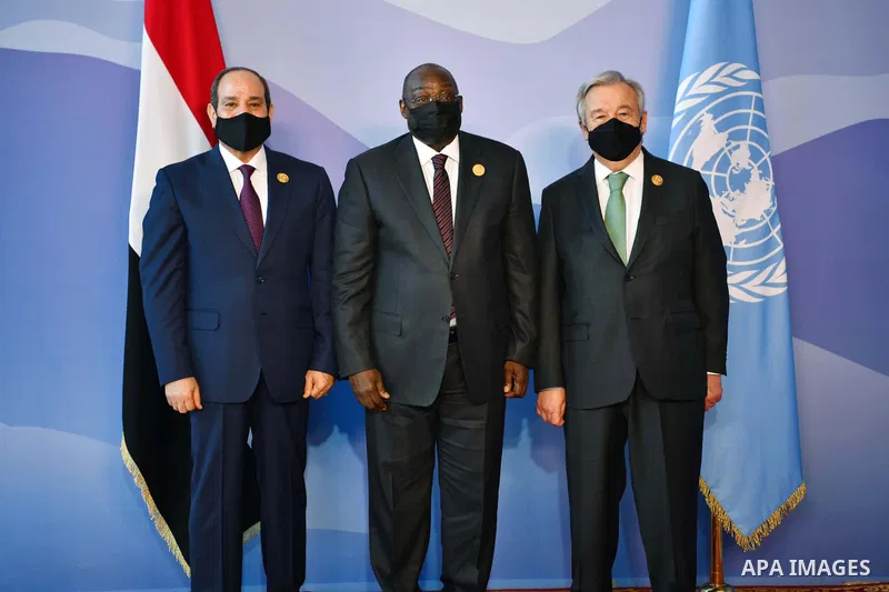 President of Egypt Abdel Fattah el-Sisi poses for a photo ahead of the 2022 United Nations Climate Change Conference, more commonly known as COP27, at the Sharm El Sheikh International Convention Centre, in Egypt's Red S...
