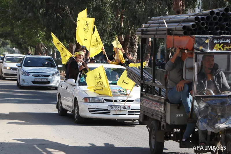 Palestinian supporters of Fatah movement attends the festival marking the 18th anniversary of the death of the late Palestinian President Yasser Arafat, in Gaza city on November 10, 2022. Photo by Abdalhay Alhouseini\ ap...