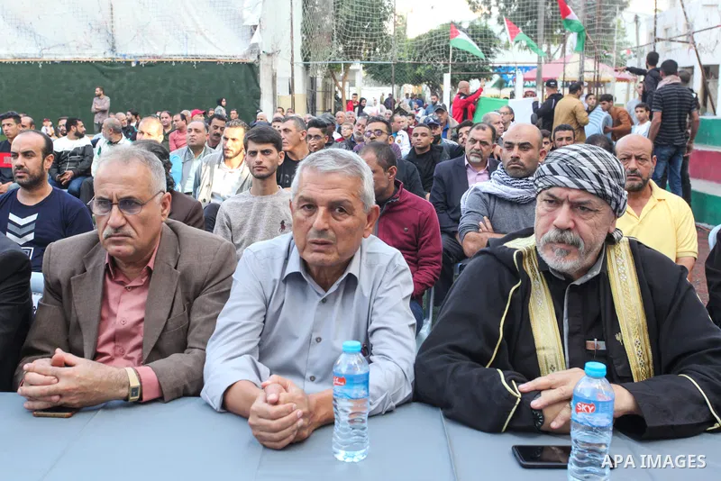 Palestinians attend an event marking the 18th anniversary of the death of the late Palestinian President Yasser Arafat, in Gaza city on November 13, 2022. Photo by Youssef Abu Watfa \ apaimages