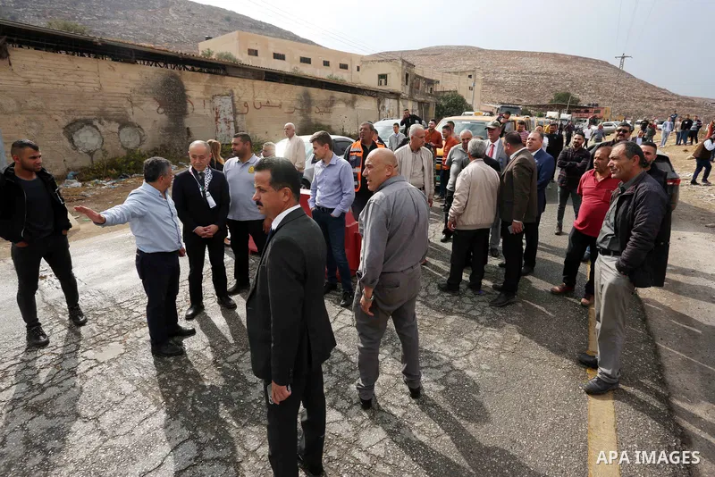 An Arab and foreign diplomatic delegation visits the city of Nablus amid an Israeli military lockdown, in the West Bank on October 26, 2022. A diplomatic delegation today visited the West Bank city of Nablus, which remai...