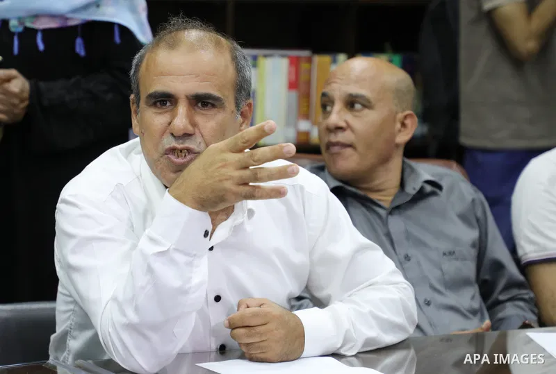 Palestinians attend a meeting on solidarity with prisoners in Israeli Jails in Gaza city on August 28, 2022. Palestinian freedom incarcerated in Israeli prisons dissolved today their representative bodies in all the pris...
