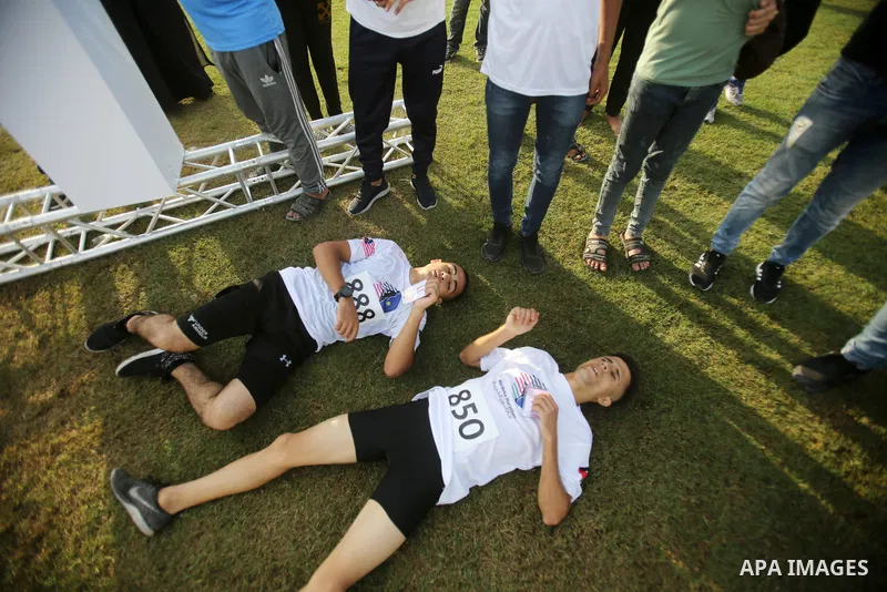 Palestinians participate in the Freedom Marathon on the occasion of Malaysian National Day, in Gaza city on August 31, 2022. Malaysia's Independence Day is celebrated on August 31st. Also known as Merdeka Day (Freedom Da...