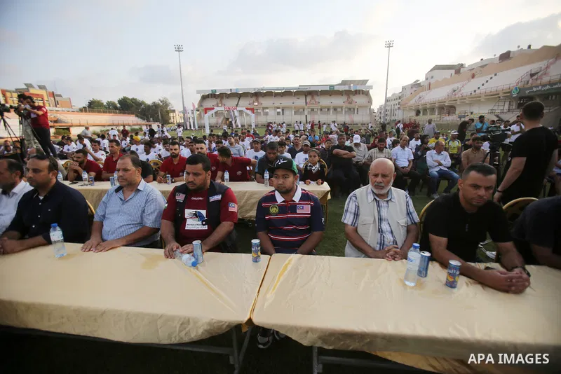 Palestinians participate in the Freedom Marathon on the occasion of Malaysian National Day, in Gaza city on August 31, 2022. Malaysia's Independence Day is celebrated on August 31st. Also known as Merdeka Day (Freedom Da...