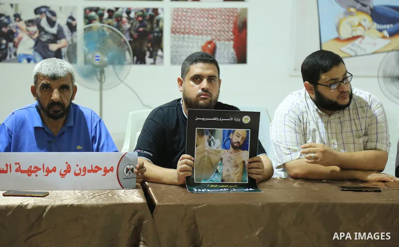 Members of Palestinian factions take part in a meeting in solidarity with prisoners on hunger strike in Israeli jails, in Gaza City on August 31, 2022. More than 4500 Palestinian freedom fighters incarcerated in Israel b...