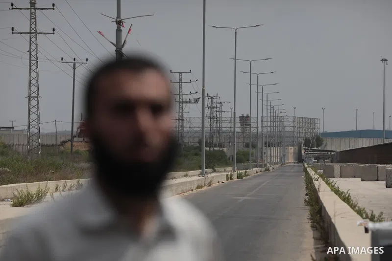 Palestinian ambulance drivers take part in a protest are called upon to pressure the Israeli to allow the free movement of patients through the Beit Hanoun checkpoint in front of the Erez Crossing in Beit Hanoun in the n...