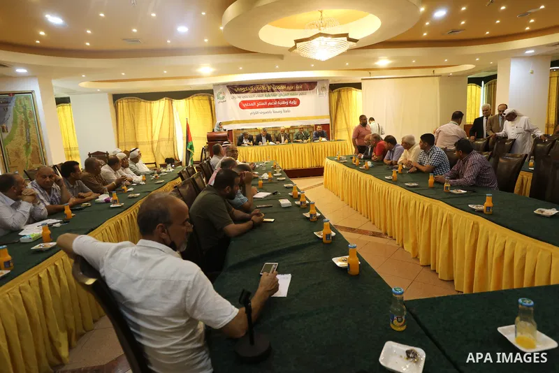 Palestinians attend a meeting in Gaza City on 25 July 2022. Photo by Mahmoud Nasser