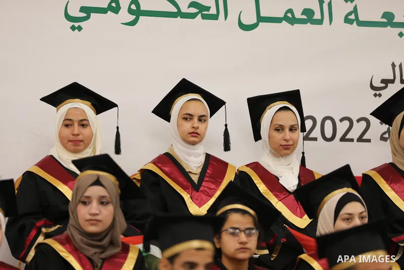 The high school Palestinian students, attend a honoring ceremony, in Gaza city on July 31, 2022. Photo by Atia Darwish