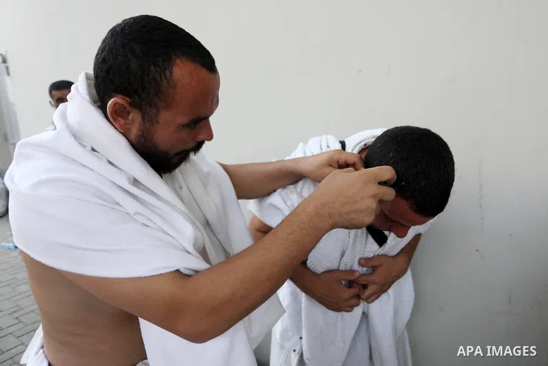 Muslim worshippers had their hair cut following cast stones as part of a symbolic stoning of the devil ritual, during the Hajj pilgrimage in Mina, near Saudi Arabia's holy city of Mecca on July 09, 2022. From first light...