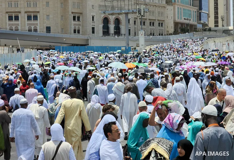 Muslims worshipper pilgrims perform Friday prayer around the Kaaba, Islam's holiest shrine, at the Grand mosque in the holy Saudi city of Mecca, on July 15, 2022. The biggest hajj pilgrimage since the Covid pandemic bega...