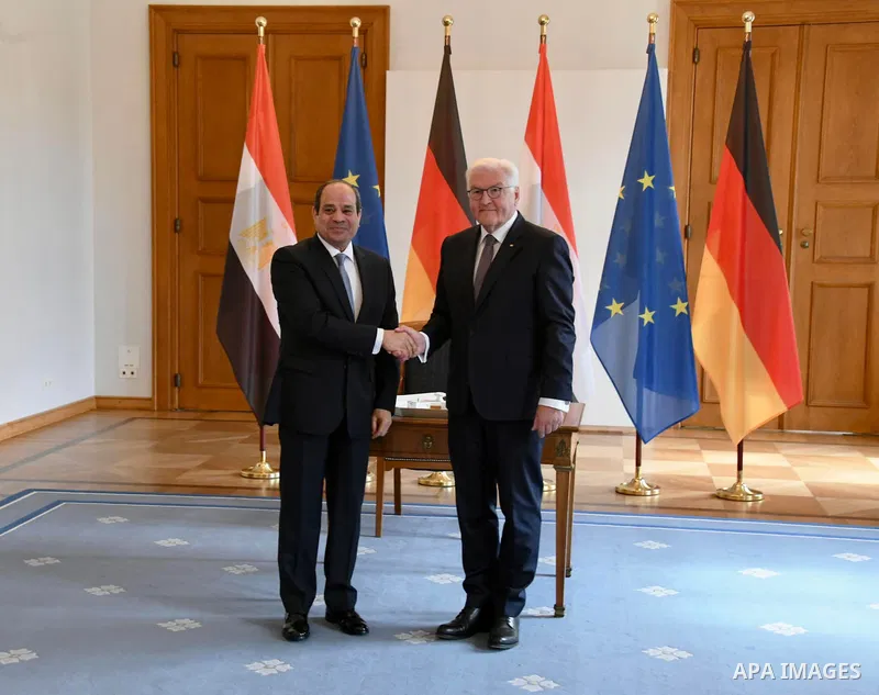 President Frank-Walter Steinmeier welcomes Abdel Fattah al-Sisi, President of Egypt, outside Bellevue Palace in Berlin, German on July 18 2022. Photo by Egyptian President Office