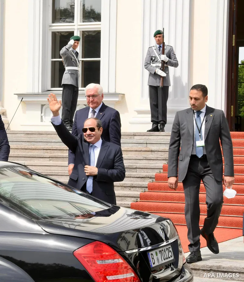 President Frank-Walter Steinmeier welcomes Abdel Fattah al-Sisi, President of Egypt, outside Bellevue Palace on Berlin, German on July 18 2022. Photo by Egyptian President Office