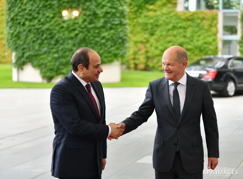 Egyptian President Abdel Fattah al-Sisi meets with German Chancellor Olaf Scholz in Berlin, German on July 18 2022. Photo by Egyptian President Office