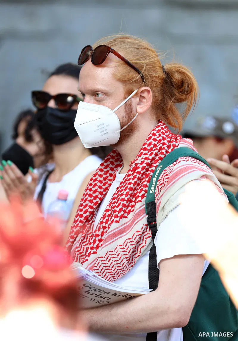 Foreign activists and Palestinians take part in a march to mark Naksa Day (setback) in Berlin, Germany on June 10, 2022. Palestinians mark "Naksa Day" to mourn the 55th anniversary of Israel's occupation of the West Bank...