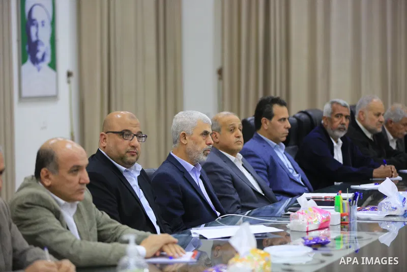 Members of Palestinian factions attend a meeting in Gaza City, after the heightened tension in the West Bank and Jerusalem on April 13, 2022. Photo by Ashraf Amra